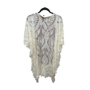 Joyfolie Cream Lace Crochet Kids Swim Coverup
